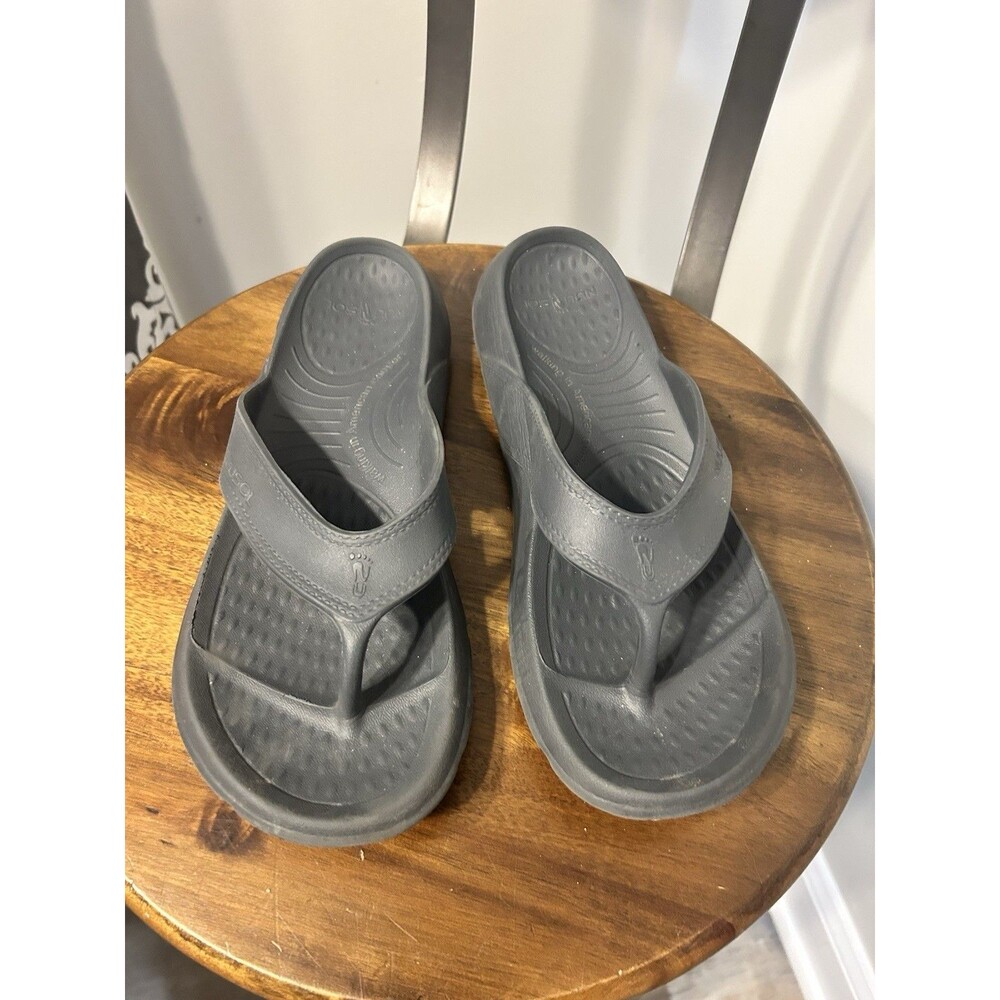 Women's Gray Comfort Flip Sandals - Casual Slide Thongs